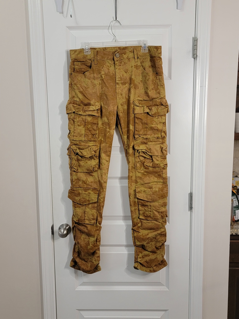 Utility Cargo Pants for Men in Mustard Brown - Multi-Pocket Tactical Style